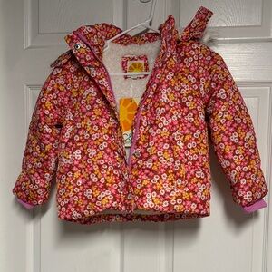 C&C California Floral Puffer Jacket - Pink and White